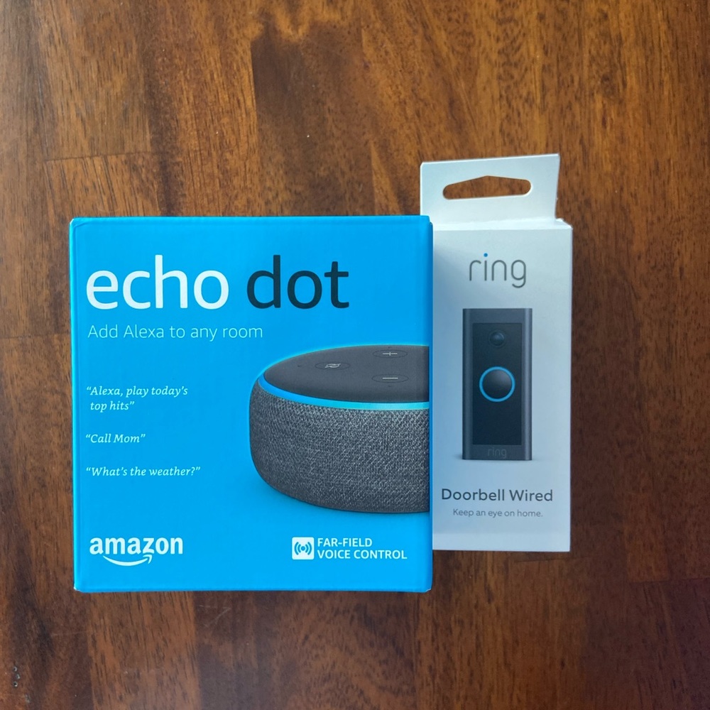 Ring Video Doorbell Wired, Echo Dot Gen 3 Charcoal